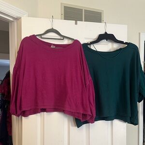 We The Free Magenta and Teal Crop Tops